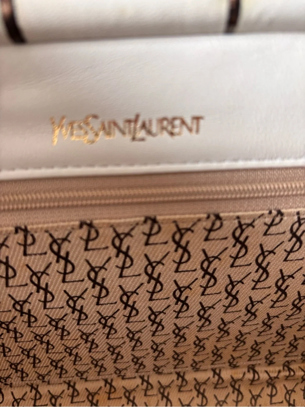 Yves Saint Laurent Chevron Clutch in Bone
